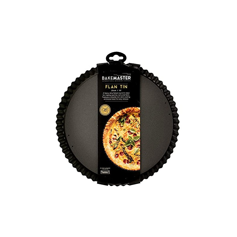 Bakemaster Non-Stick Loose Base Round Flan/Quiche Pan 25cm Diameter, Grey,