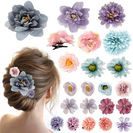 Pack of 21 Flower Hair Clips, Flower Hair Clips, Colourful Flower Hair Clip, Flower Hair Clip, Tropical Hawaiian Beach Hair Clips, Suitable for Women and Girls