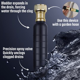 DURATECH Drain Bladder, Medium Drain Cleaning Bladder, Fits 1-1/2" to 3" Drain Pipes, Unclogs Stubborn Blockages in Kitchen Sinks, bathtubs, Showers, and Main drains