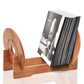 Umllpet Wooden Record Stand - Storage Box for 40 Vinyl Records, Decorative Shelf with Stylish Design for Storage and Presentation, 37 x 27 x 24 cm, Vintage Brown