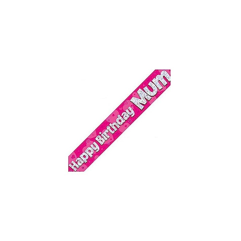 OakTree 625082" Happy Birthday MumFoil Holographic Banner, Pink, 9 ft