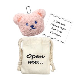 LUOKIFUR Pocket Bear Hug Positivity Gift Long Distance Couple Memorial Gift for Him/Her (Pink)