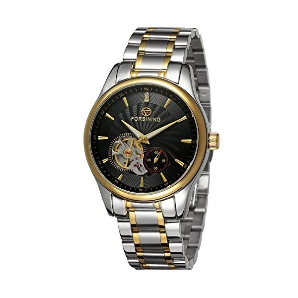 Forsining Herren-Armbanduhr, mechanisch, automatisches Uhrwerk, analog, stilvoll, mit Edelstahl-Armband
