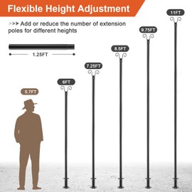 JAOTREL String Lights Pole, 9FT Backyard Lights Outdoor Garden Wedding Decoration with Rust Bracket LED or Suspended Light Solar Bulb Upgrade Suitable for Wooden Floors or Indoors