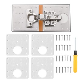 4 Sets Cabinet Hinge Repair Plates Door Hinge Mounting Artifact Kits with Screwdriver and 24 Screws, Stainless Steel Kitchen Cupboard Flat Fixing Brace Brackets Joining Plate for Wood Bed