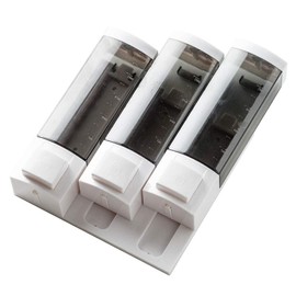 Shower Soap Dispenser 3-Chamber,Drill Free with Glue or Wall Mount with Screws Manual Hand 250ML Dispenser Shampoo Shower for Bathrooms