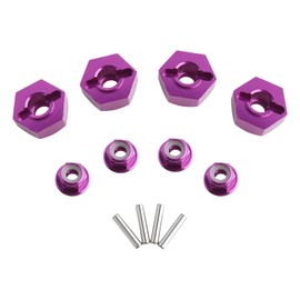GDOOL 12mm Wheel Hex Hubs Drive Adapter 5mm Thick & Flange M4 Lock Nuts Aluminum for Redcat Axial HSP WLtoys Himoto RC Truck Model Car Upgrade Parts (Purple)