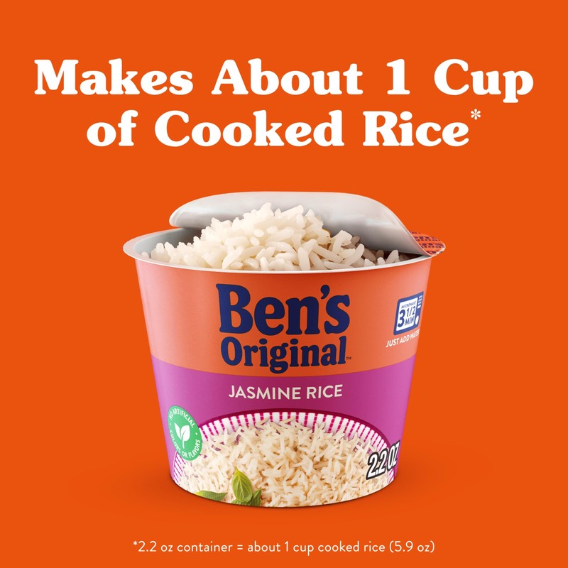 BEN'S ORIGINAL Jasmine Rice Single Serve Cup, Snack or Side,