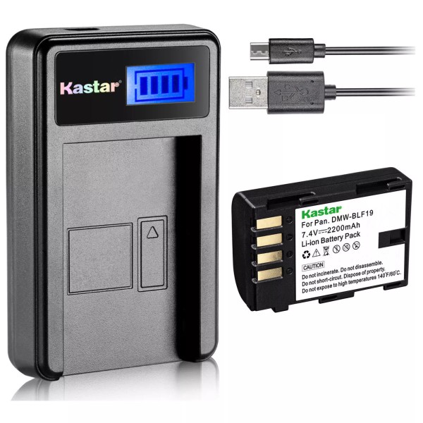 Kastar DMW-BLF19 Battery & LCD Charger for Panasonic Lumix DMC-GH3H