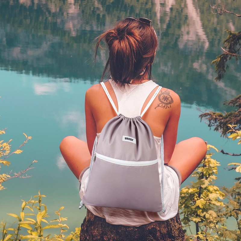 WANDF Drawstring Backpack String Bag Sackpack Cinch Water Resistant Nylon