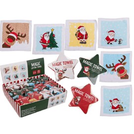 KAMACA Set of 6 Magic Towels Magic Towel Made of Cotton Party Bag Christmas Advent Calendar (Set of 6 Christmas)