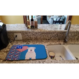 Caroline's Treasures WDK5308DDM Soft Coated Wheaten Terrier USA American Dish Drying Mat Absorbent Dish Drying Mat Pad for Kitchen Counter Dish Drainer Mat for Countertop, 14 x 21", Multicolor