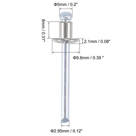 TA-VIGOR 50pcs 5mm x 8mm Blind Rivets, 304 Stainless Steel Pop Rivets with Flat Head, Open End Rivet for DIY and Outdoor Use, Rust Resistant Fixings