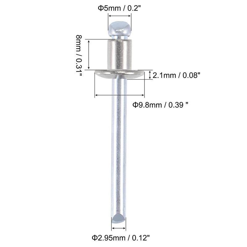 TA-VIGOR 50pcs 5mm x 8mm Blind Rivets, 304 Stainless Steel
