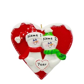 Rudolph And Me PERSONALIZED Heart Snow Couple - Family Christmas Ornament
