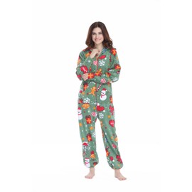 XMASCOMING Women's & Men's Hooded Fleece Onesie Pajamas Merry Xmas Size US M