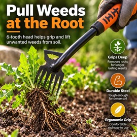 Long-Handled Manual Weeding Tool for Garden Care – Carbon Steel Root Remover for Lawns, Farms & Yards