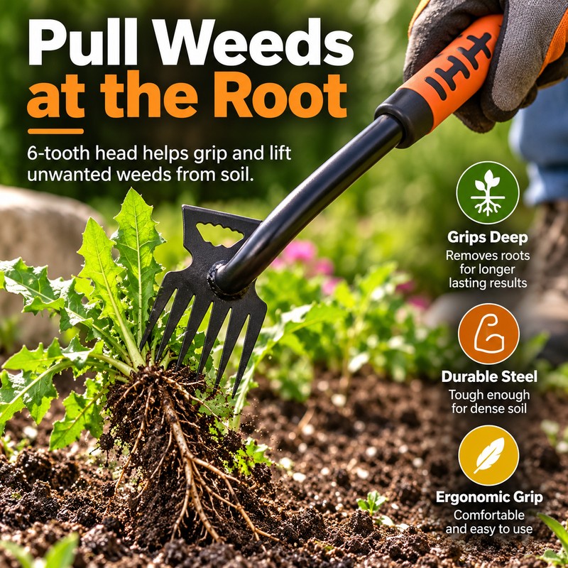 Long-Handled Manual Weeding Tool for Garden Care – Carbon Steel
