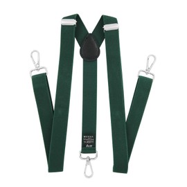 axy Men's Braces with 3 Robust Lobster Clasps, 2.5 cm Wide, Y-Shape, Fully Adjustable, Green