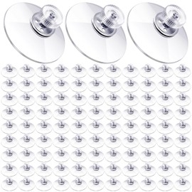 Zopeal 100 Pcs Adhesive Suction Cups Bulk with Screws Nut Plastic Sucker Pad 40 mm Clear PVC Sucker Pad Strong Adhesive Suction Hook Holder for Window Car Glass Shade Cloth Glass Bathroom Wall Door