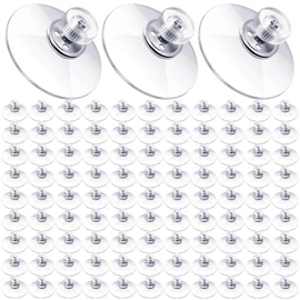 Zopeal 100 Pcs Adhesive Suction Cups Bulk with Screws Nut Plastic Sucker Pad 40 mm Clear PVC Sucker Pad Strong Adhesive Suction Hook Holder for Window Car Glass Shade Cloth Glass Bathroom Wall Door