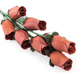 Chestnut Bunch of 8 Closed Bud Wooden Roses for Crafts Custom Bouquets and Other DIY Projects. Choose Form Over 60 Colors