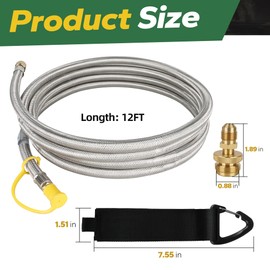 12 FT Propane Quick Connect Hose for RV to Gas Grill