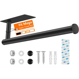 2nd Gen Paper Towel Holder Under Cabinet No Drilling, [More Sturdy] Self Adhesive or Drilling Paper Towel Holder Wall Mount for Kitchen, RV, Bathroom [Fit Mega Paper Towel Roll] SUS304 Stainless Steel