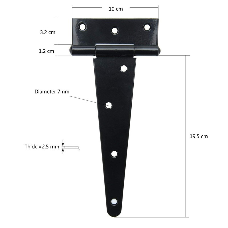 LUCKYBEE Door Hinges Heavy Duty T Hinge 8" Length School