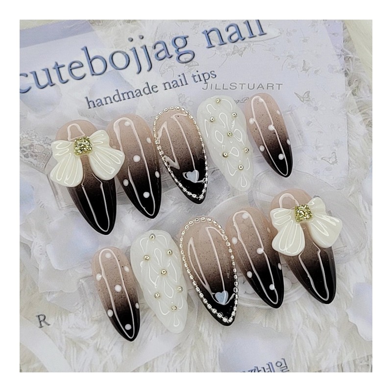 Dot Embo Handmade Nail Tips - Oval XL / 도트엠보