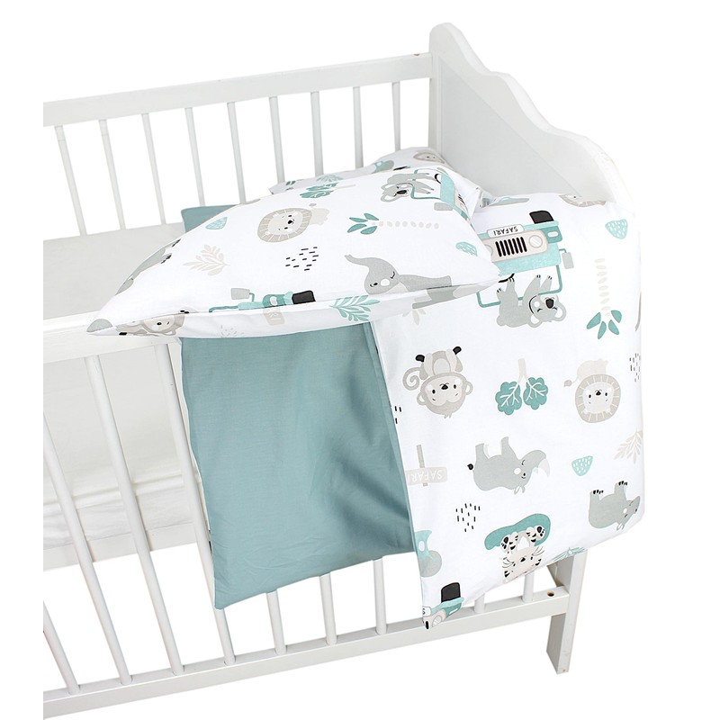 TupTam Children Bedding Set Duvet Cover Pillowcase Two-Sided, Zoo Green,