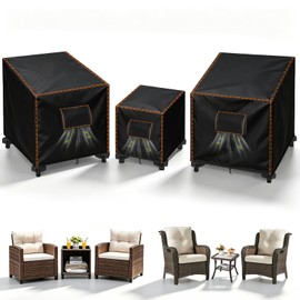 SUNICO Patio Furniture Covers 3 Piece Set,Outdoor Waterproof,Medium,Black