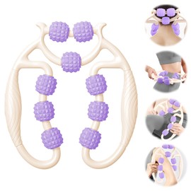 Taozoey Massage Roller, Massage Roller, Leg Massager, Cellulite Deep Tissue Massage Arm, Massage Roller with Handle Leg, Massage Roller (White + Purple)