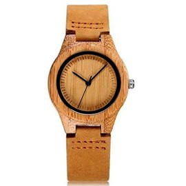 CUCOL Womens Wooden Bamboo Watches Leather Strap with Gift Box