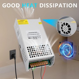 NUOWEIDE 24V 50A 1200W Power Supply Transformer, 110V AC to DC 24V Converter Adapter 50A 1200W SMPS, DC 24v Switching Power Supply for LED Strip Motor Pump CCTV Camera System Car Stereo 3D Printer