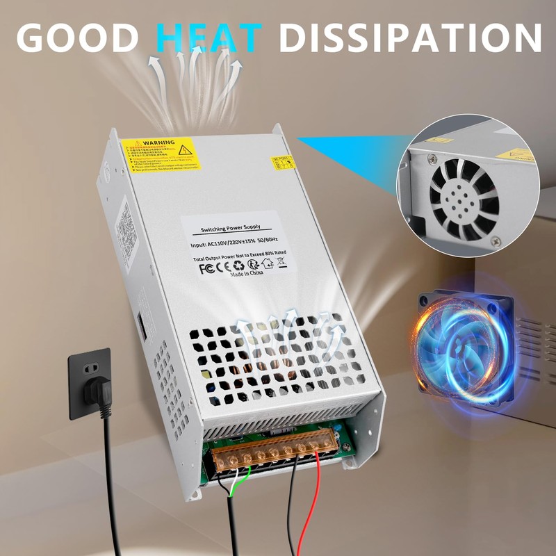 NUOWEIDE 24V 50A 1200W Power Supply Transformer, 110V AC to