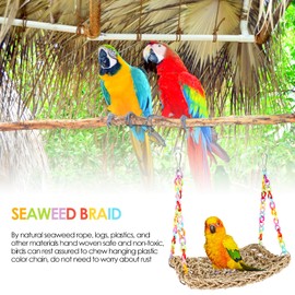 AKONE Bird Hammock Natural Straw Bird Nest Caves Sleeping Areas Bird Cage Accessories Bird Toy Bird Nest Hanging Hammock for Budgies Cockatiel Finch Hamster Gerbil
