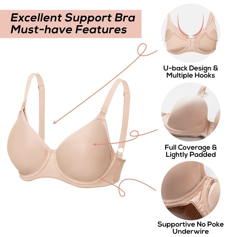 Gratlin Women's Support Nursing Bras Padded Breastfeeding Underwired Plus Size
