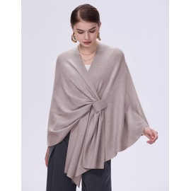 FUGREEN Shawl Wraps for Women Elegent Large Cross Front Poncho Sweater Pashmina Shawls and Wraps Wedding Travel Shawls Cape For Fall Winter Spring, Oatmeal