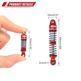 RCAWD TRX4M 59MM Shocks Oil Type Damper for TRX4M Front Rear Shock 1/18 RC Crawler Upgrades Part #9764 (Red)