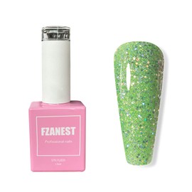 FZANEST Diamond Gitter Gel Nail Polish,Soak Off LED UV Gel Polish (Diamond Green)