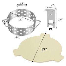 Skyflame Charcoal Heat Controller for 22” Kettle Grills, Stainless Steel BBQ Smoking Gilling Kit with Ceramic Heat Deflector Plate - U.S. Design Patent, Turns Your Charcoal Grill Into a Smoker