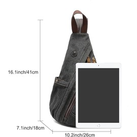 ZenMaarket Canvas Shoulder Bag, Small Crossbody Sling Backpack for Men and Women, Casual Daypack for Shoulder Suitable for Hiking and Cycling Travel, black