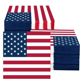 50 Pcs Patriotic Paper Napkins 3-Ply 4th of July Disposable Napkin American Red Blue White Stars Napkins Dessert Dinner Hand Napkin for Independence Day Memorial Day Veterans Day Supplies