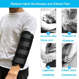 Elbow Brace Splint Immobilizer Stabilizer for Ulnar Nerve Entrapment & Cubital Tunnel Syndrome, Adjustable Elbow Nighttime Support, Keep Arm Straight for Sleeping (L/XL)