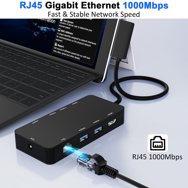 10 in 1 New Surface Dock, Triple Displays VGA +
