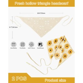JUKOTA 2 PCS Damen Boho Stirnbänder Dreieck Kopftücher Bandanas Turban Krawatte Haarbänder Elastisches Gestrickter Haarschal für Frauen und Mädchen