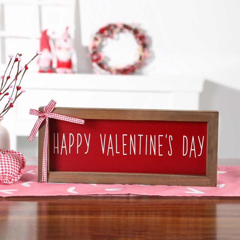 Valentines Day Decorations-Happy Valentines Day Tabletop Sign -Wooden Farmhouse Sign