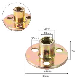 10Pcs Carbon Steel T-Nuts,Thread Insert Tee Nuts,M10 Hole Tee Nuts,Round Base Screw-in Flange Nuts For Furniture Hardware