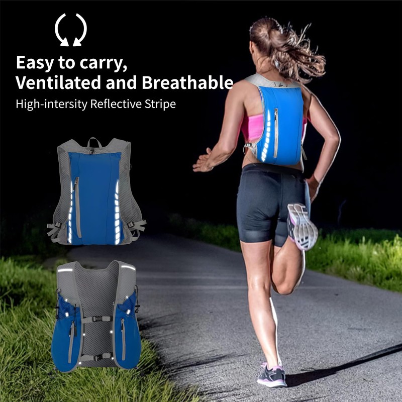 Hydration Running Vest for Women Men,Lightweight Breathable Reflective Hydration Pack